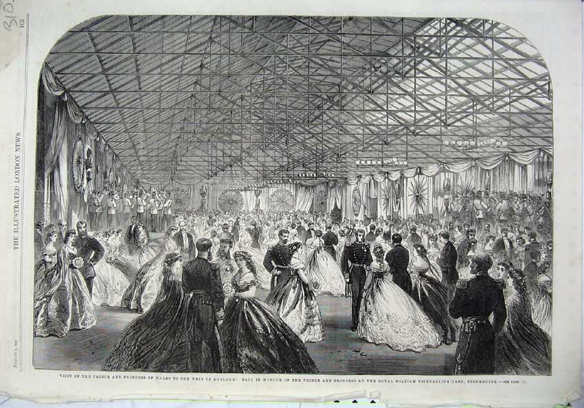 Old Antique Print 1865 Prince Wales England Ball Royal William Stonehouse 19th