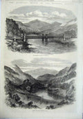 Old Antique Print Scotland Railway 1865 Tummel Viaduct Strath Tay Train 19th