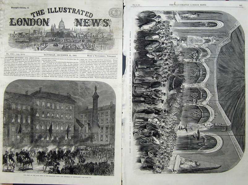 Old Antique Print 1865 King Belgians Body Brussels Funeral Chapel Laeken 19th