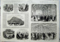 Old Antique Print 1865 Birmingham Townhall Wrekin Priory Church Malvern 19th