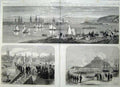 Antique Old Print 1865 Prince Wales England Plymouth Ships Penzance Mount 19th