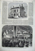 Old Antique Print Townhall Suffolk 1866 Edinburgh School Ship Liverpool 19th