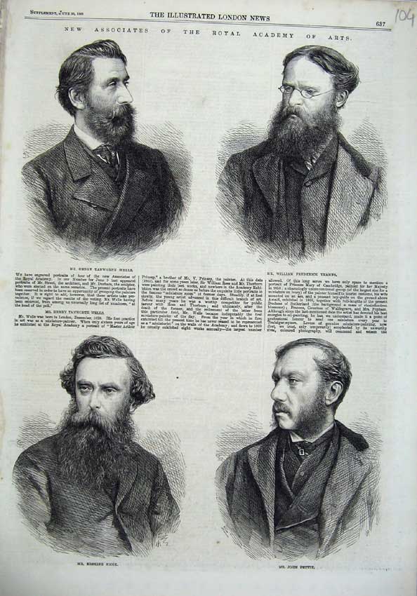 Old Antique Print Men Royal Academy Arts 1866 Wells Yeames Pettie Nicol 19th
