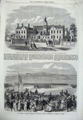 Old Antique Print 1866 Asylum Orphans Croydon Kimberley Curragh Kildare 19th