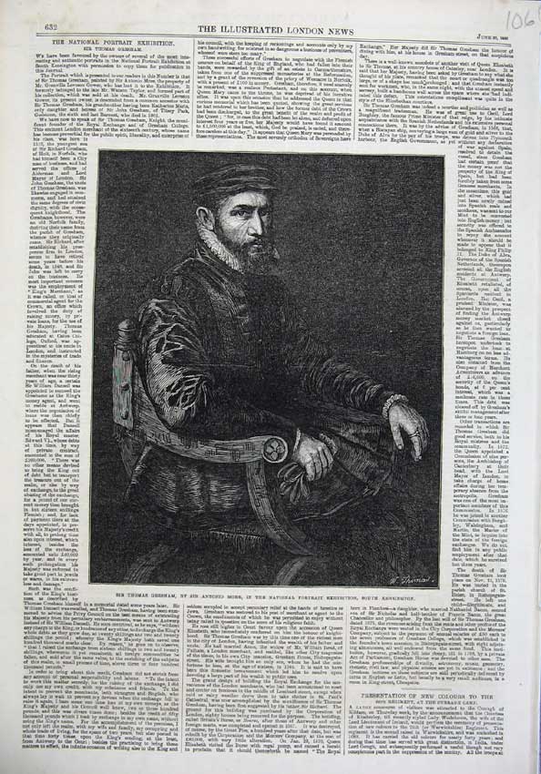 Old Antique Print Fine Art 1866 Sir Thomas Gresham Antonio More Portrait 19th