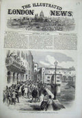 Original Old Antique Print 1866 War Volunteers Garibaldi Florence Bridge River