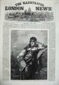 Old Antique Print 1866 Homeles Young Girl Music Tamborine Guido Bach Art 19th