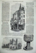 Old Antique Print 1866 College Physicians Warwick Garrison Church Naples 19th