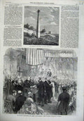 Original Old Antique Print Garibaldi Monument Quarto 1866 Peabody Guildhall Art