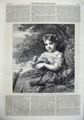 Old Antique Print 1866 Young Girl Basket Cherries Country Tree Peele Art 19th