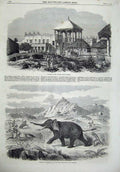 Old Antique Print Palace Rajah Cooch Behar 1866 Arabs Abyssinia Elephant 19th