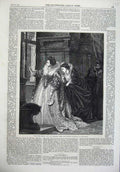 Original Old Antique Print Fine Art 1866 Ladies Wome Robes Man Window Folingsby