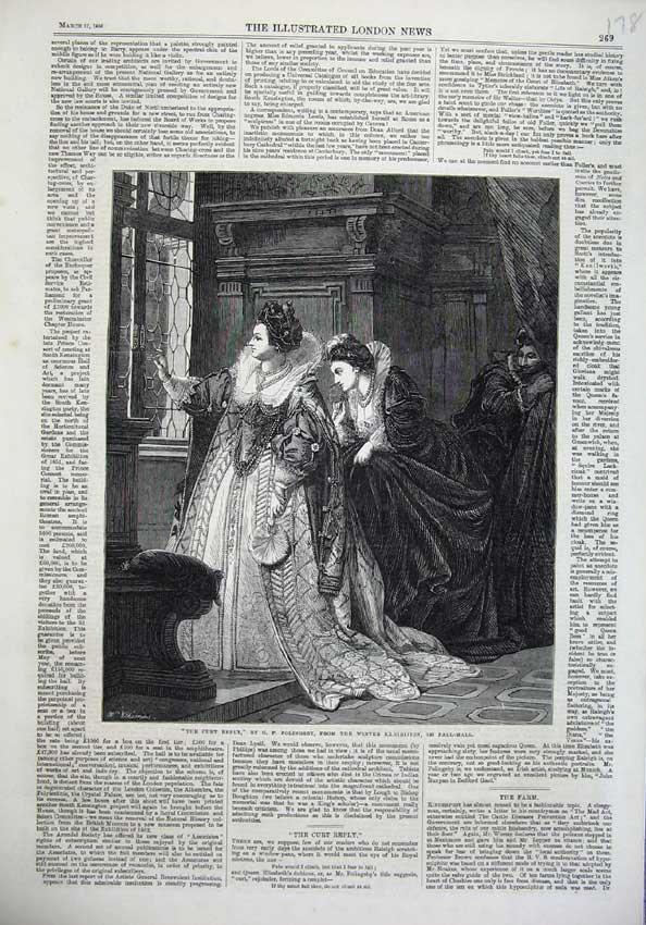 Original Old Antique Print Fine Art 1866 Ladies Wome Robes Man Window Folingsby