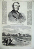Old Antique Print 1866Chichester Fortescue Ireland Oxford University Boat 19th