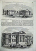 Original Old Antique Print Montgomery Memorial Building Lahore 1866 Museum Hyde