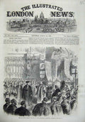 Original Old Antique Print 1866 Lord Mayor City London Exhibition Guildhall