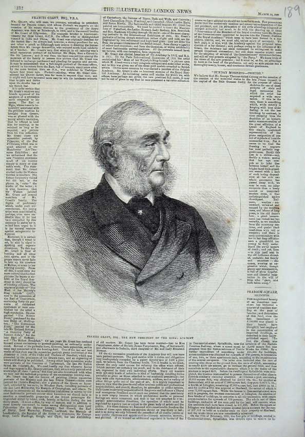 Old Antique Print 1866 Portrait Francis Grant President Royal Academy Man 19th