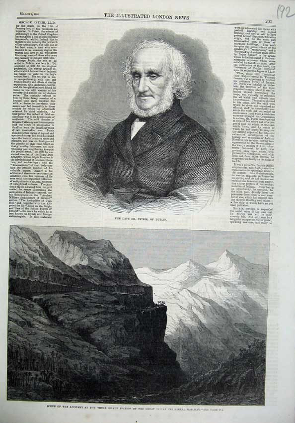 Old Antique Print 1866 Indian Railway Thull Ghaut Fine Art Petrie Dublin 19th