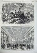 Old Antique Print 1866Prince Wales Hunting Barlaston Ball Lincoln Sheriff 19th