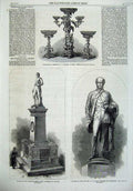 Old Antique Print Statue Henry Ward Godley New Zealand 1866 Mayor Lincoln 19th