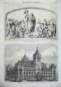 Old Antique Print Sculpture Brazen Serpent 1866 Architecture Hall Science 19th