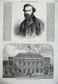 Original Old Antique Print Reed Chief Navy 1866 House Hungary Parliament War