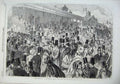 Original Old Antique Print 1866 Tribunes Longchamps Horse Race Grand Prix Sport