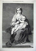 Old Antique Print 1866 Fine Art Mary Jesus Baby Murillo Dresden Gallery 19th
