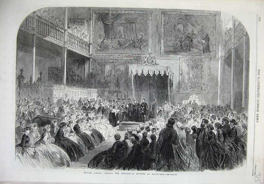 Old Antique Print 1866 Prince Alfred Industrial Museum Edinburgh Fine Art 19th