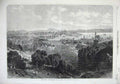 Original Old Antique Print 1866 Fine Art Town Harbour John New Brunswick Bridge