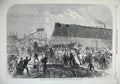 Original Old Antique Print 1866 Iron Clad Fleet Ship Northumberland Launch 19th
