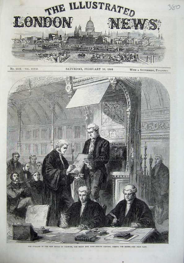 Old Antique Print 1866 Speaker House Commons John Evelyn Denison Oath Art 19th