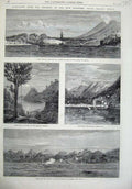 Old Antique Print 1866 Boats Curaccoa Cave Sifu Erromanga Solomon Islands 19th
