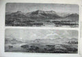 Old Antique Print 1866 Gardens Shalimar Mountains Fort Srinagar Cashmere 19th