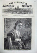 Original Old Antique Print 1866 Fine Art Little Girl Walking Home School Slate
