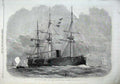 Old Antique Print 1866 Our Iron Clad Fleet Ship Screw Corvette Pallas Gun 19th