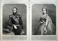 Original Old Antique Print Portrait 1866 King LeopBelgians Queen Fine Art 19th