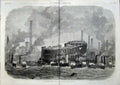 Old Antique Print 1866 Attempt Launch Ship Northumberland Harbour Boats 19th