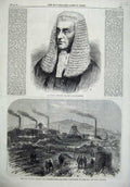 Old Antique Print John Karslake Solicitor General 1866 Colliery Newcastle 19th