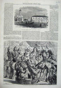 Old Antique Print Dancing New Years Party 1866 Seaman'S Hospital Church 19th