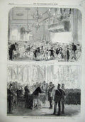 Original Old Antique Print 1866 Children'S Ball Boston London Rifle Volunterrs