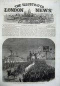 Old Antique Print 1866 Prince Wales Triumphal Arch Horses Coach Fine Art 19th