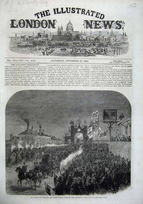 Old Antique Print 1866 Prince Wales Triumphal Arch Horses Coach Fine Art 19th