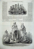Old Antique Print 1866 Art Venetian Glass Blowing Ceramic Crystal Palace 19th