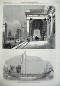 Original Old Antique Print 1866 Marriage Petersburg Hermitage State Barge Italy