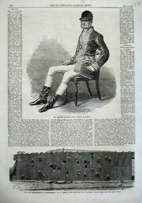 Old Antique Print Charles Davis Queen Huntsman 1866 Shoeburyness Target 19th