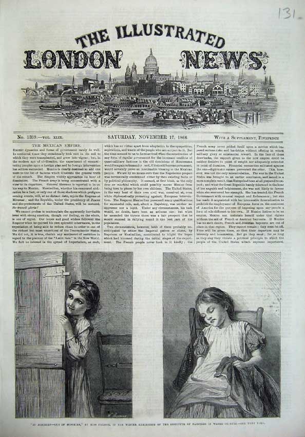 Old Antique Print 1866 Mischief Children Girls Sleeping Farmer Painters 19th