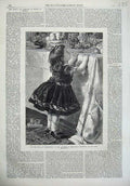 Old Antique Print 1866 Little Girl Tiptoe Table Fruit Fine Art Anderson 19th