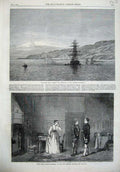 Old Antique Print 1866 Miramare Empress Mexico Ship Royalty Theatre Meg 19th