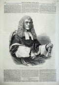 Original Old Antique Print Frederick Pollock Chief Baron Court Exchequer 1866